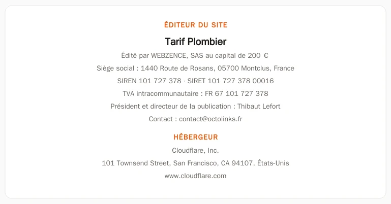 Coordonnées légales de l&rsquo;éditeur et de l&rsquo;hébergeur du site